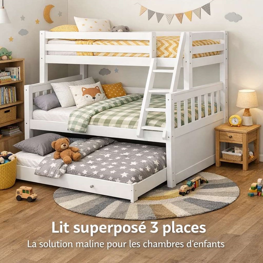 Lit superposé 3 places : la solution maline pour les chambres d'enfants