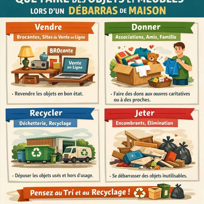Que faire des objets et meubles lors d'un débarras de maison ? Tri, don, recyclage