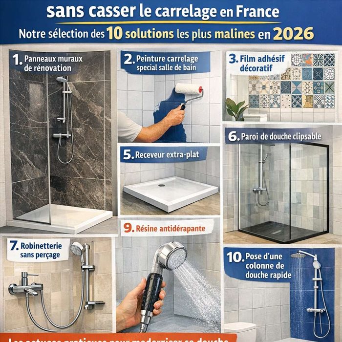Refaire sa douche sans casser le carrelage en France : notre sélection des 10 solutions les plus malines en 2026